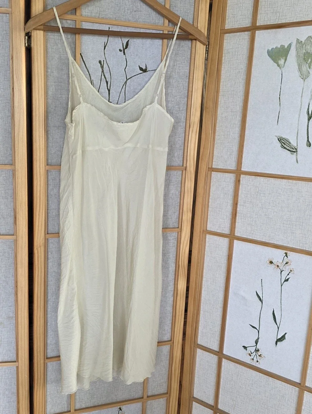 Vintage Cream Slip Dress - Simple Spaghetti Strap Adjustable Size Small Sheer - Picture 4 of 10